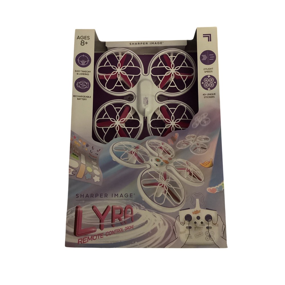 Sharper Image Lyra Remote Control Drone‎ White Pink Quadcopter Ages 8+ 1018501